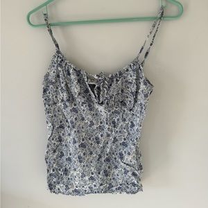 Baby blue vintage tank with floral print